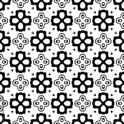 floral seamless pattern background.Geometric ornament for wallpapers and backgrounds. Black and white pattern.