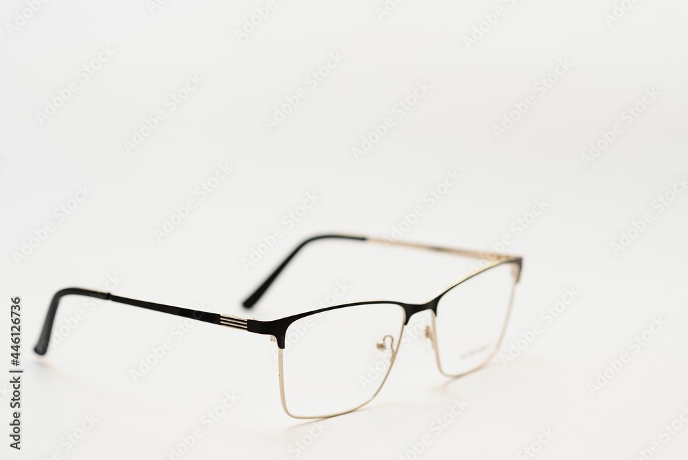 Black eyeglasses with white background Black eyeglasses with white background