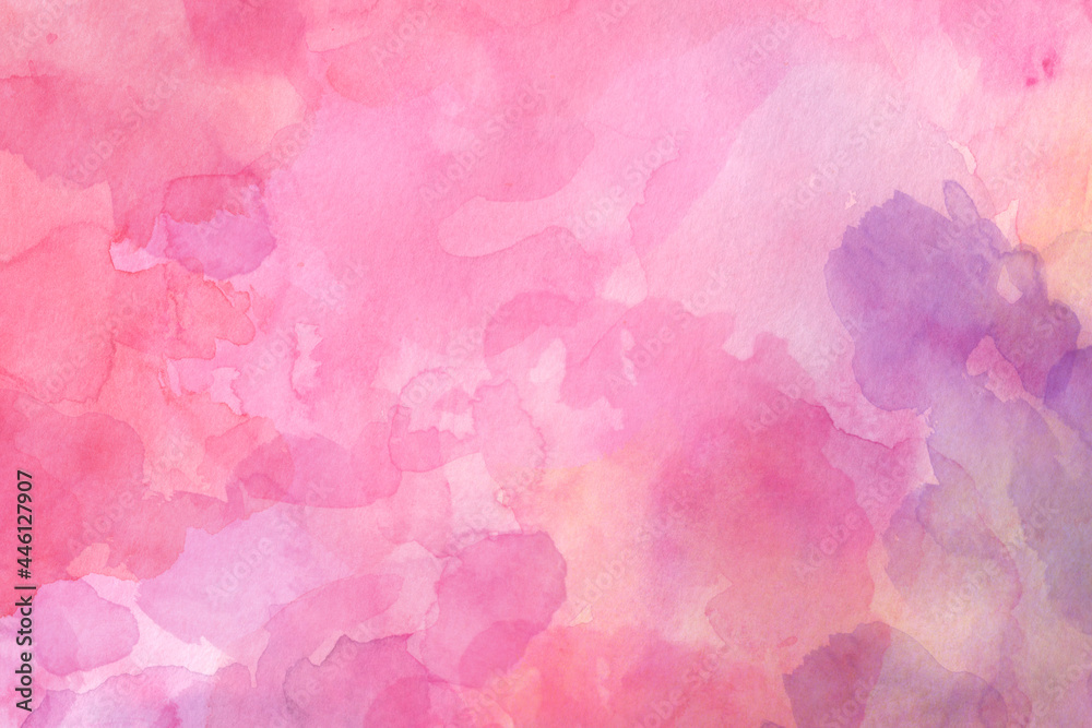 Pink background, watercolor texture in painting design of pink and purple watercolor blobs in soft pretty illustration, abstract graphic art paper for backgrounds Pink background, watercolor texture in painting design of pink and purple watercolor blobs in soft pretty illustration, abstract graphic art paper for backgrounds