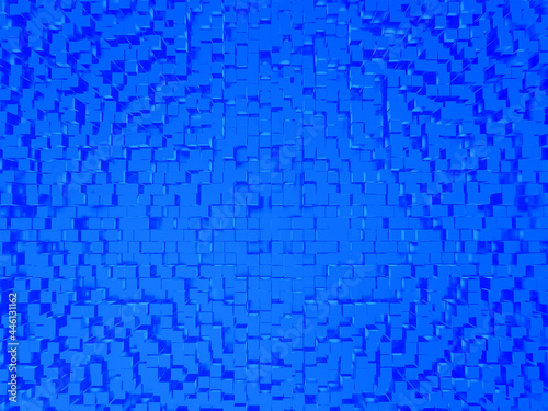 Abstract composition of cubes of different heights in blue colors. 3d rendering.