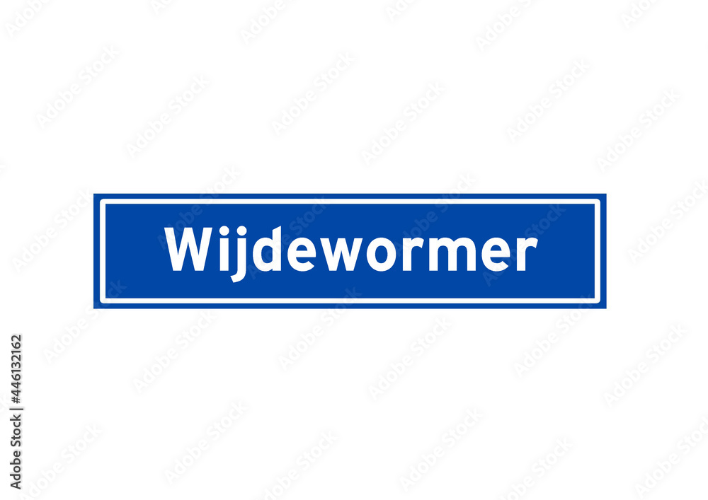Wijdewormer isolated Dutch place name sign. City sign from the Netherlands.