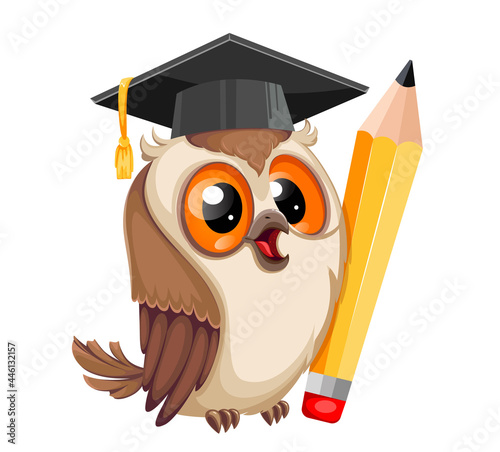 Owl in graduation cap. Back to school