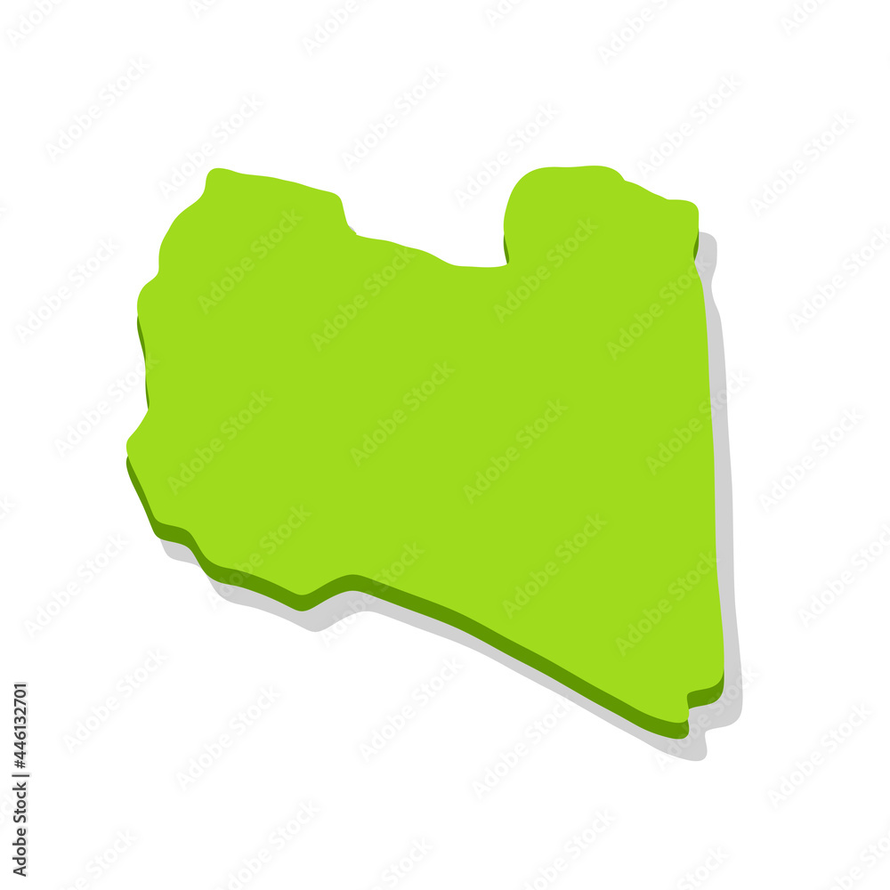Map Of Libya. Borders of a state in North Africa. Green area. Flat cartoon