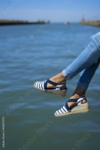 women shoes with beach style. Espadrillas with a marine style photo