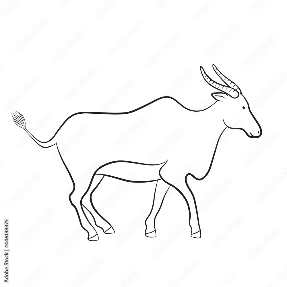 african motives drawing. Vector graphic african cow illustration-01
