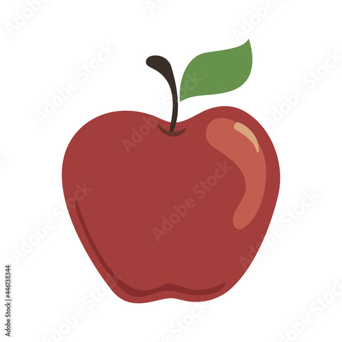 Red Apple. Flat design of a red apple on a white background. Illustration.