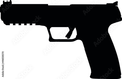 R-57 is a self-loading pistol, automatic pistol caliber 5.7 × 28 mm. Used by US army, special forces and United States Navy, Marines. Detailed vector illustration realistic silhouette