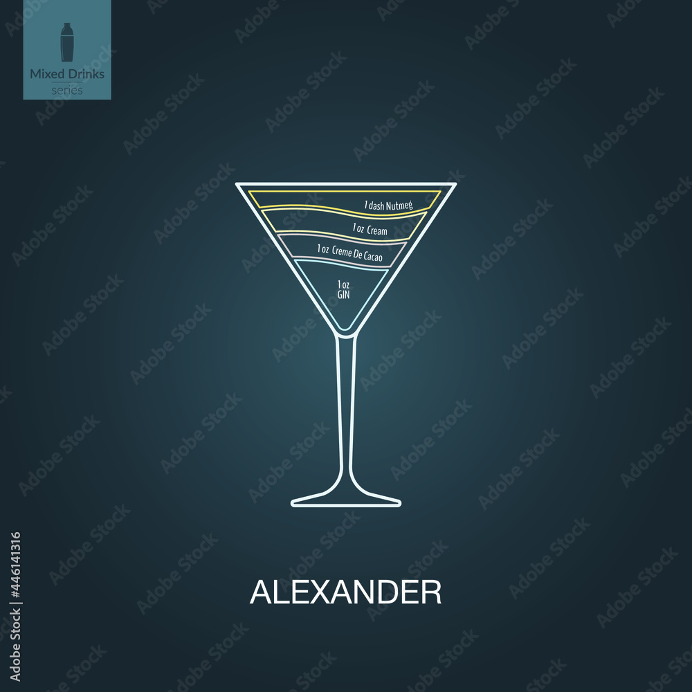 Vector illustration. Mixed alcohol drink. Cocktail Vector illustration. Mixed alcohol drink. Cocktail