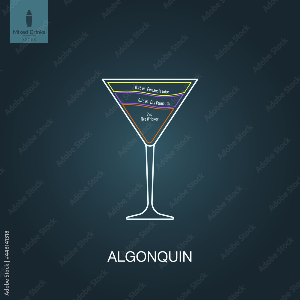Vector illustration. Mixed alcohol drink. Cocktail Vector illustration. Mixed alcohol drink. Cocktail