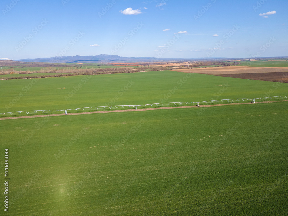 Aerial Spring landscape of Rural Land near town of Hisarya, Bulgaria