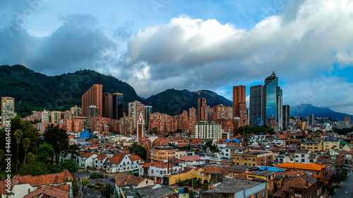 Aerial view of the skyline of Bogota Colombia