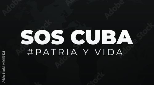Sos Cuba, patria y vida modern creative minimalist banner, design concept, social media post, template with white text on a dark background 