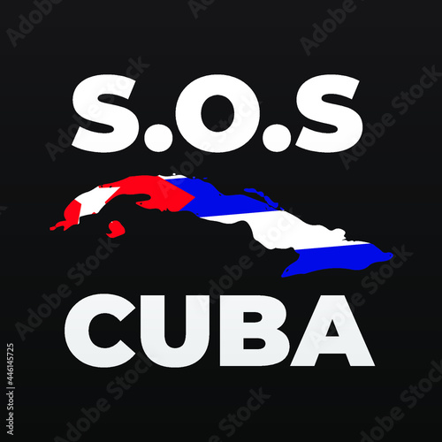 Free Cuba,  sos Cuba, modern creative minimalist banner, design concept, social media post, template with blue and red text on a light background 
