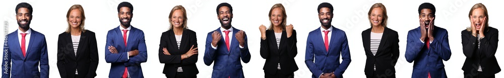 Group of beautiful people in front of a white background