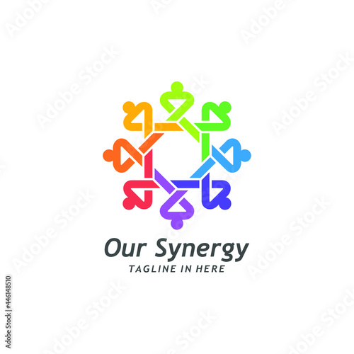 Friendship and Solidarity Logo design. Community Teamwork Icon. Synergy Symbol. Vector Illustration.