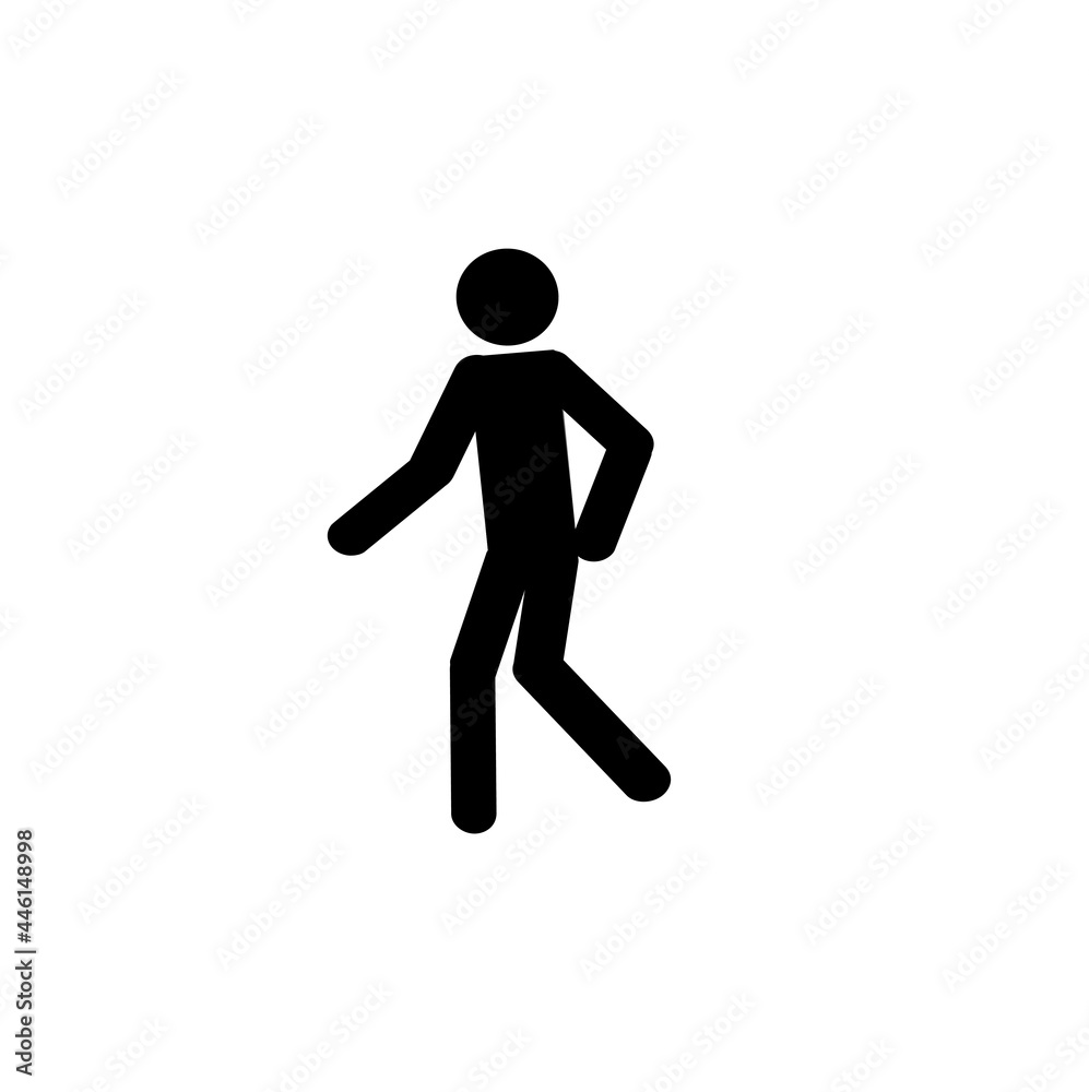 The icon of a walking figure, the silhouette of a moving person isolated on a white background.