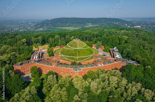 Aerial view of Kosciuszko Mound in Krakow, Poland