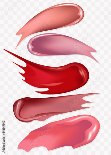 Lipstick smears isolated on transparent checkered background. Vector illustration. on transparent background. Isolated
