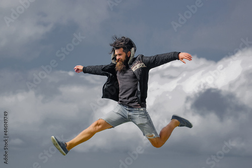 Man hipster jumps © Volodymyr