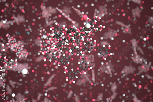 Tableau sur toile Tannic acid molecule, scientific molecular model, 3d rendering