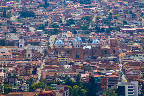 Cuenca city in Ecuador. In highlight, the Cathedral of Cuenca or Cathedral of the Immaculate Conception of Cuenca. © Víctor Tamayo Fotos