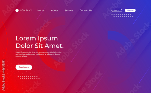 Geometric landing page with red and dark bluegradient background photo