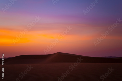 Desert landscape - sand dunes - Beautiful sunset background