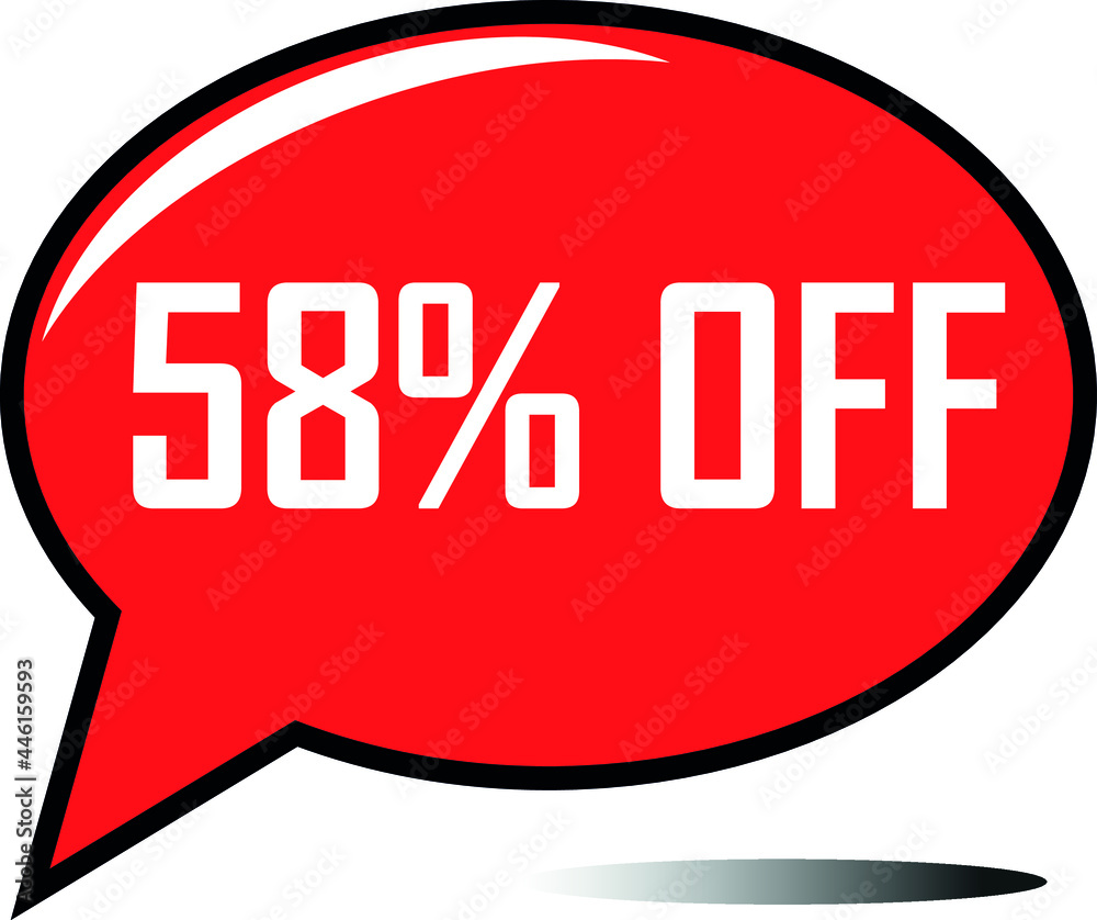 58 percent off red balloon, floating balloon for discount promotional offers, super sale, super offer, reduct balloon with white font and dark shadow 58 percent off red balloon, floating balloon for discount promotional offers, super sale, super offer, reduct balloon with white font and dark shadow