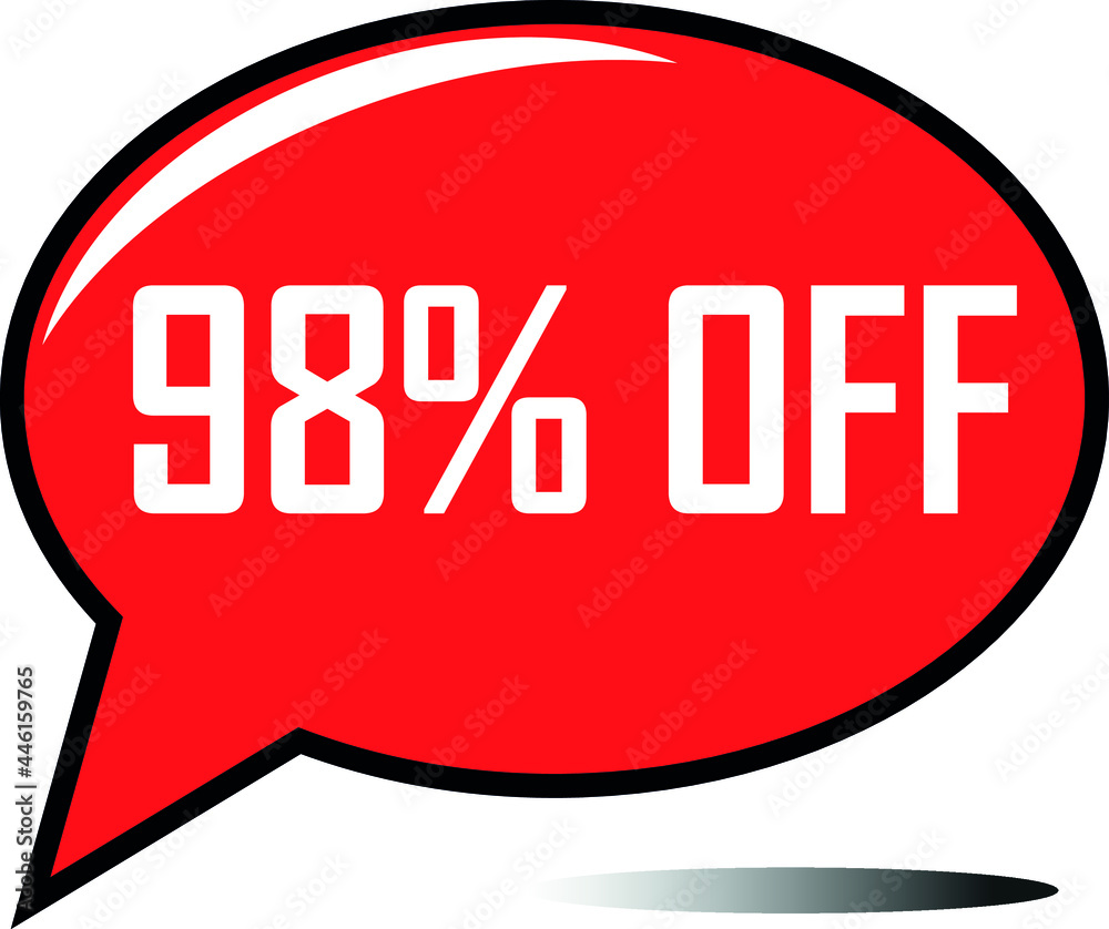 98 percent off red balloon, floating balloon for discount promotional offers, super sale, super offer, reduct balloon with white font and dark shadow 98 percent off red balloon, floating balloon for discount promotional offers, super sale, super offer, reduct balloon with white font and dark shadow