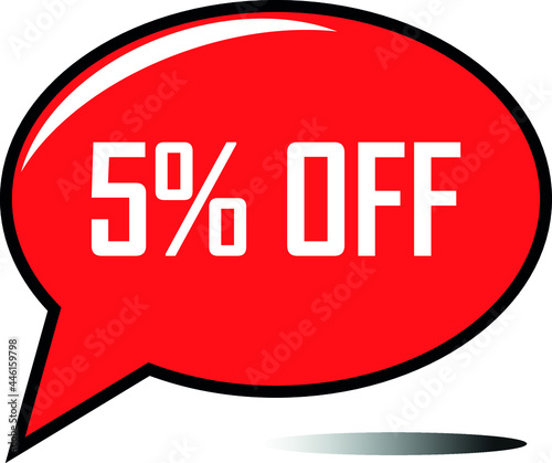 5 percent off red balloon, floating balloon for discount promotional offers, super sale, super offer, reduct balloon with white font and dark shadow