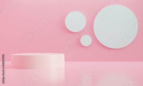 Product display podium with pink abstract background. 3D rendering stand to show cosmetic products