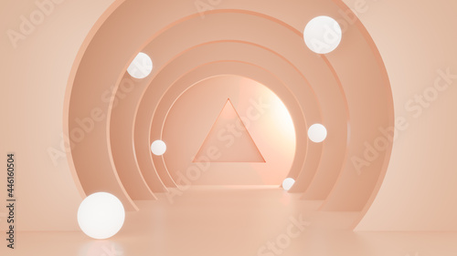 Fototapeta Naklejka Na Ścianę i Meble -  Abstract Futuristic empty floor and room Sci-Fi Corridor With light for showcase,room,interior,display products.Modern Future cement floor and wall background technology interior concept.3d render