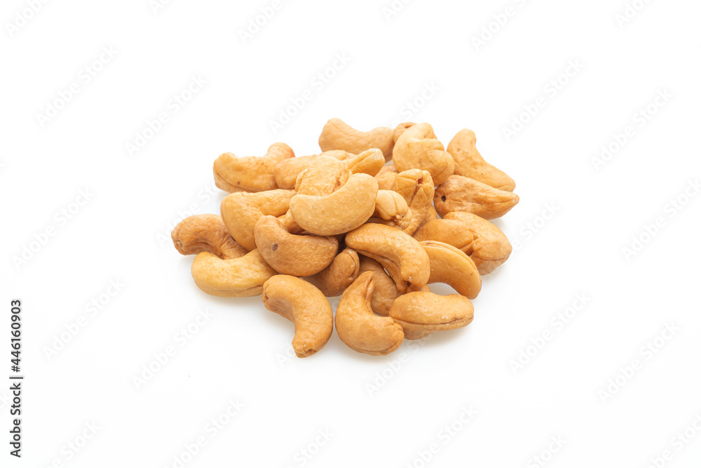 Cashew nuts on white background