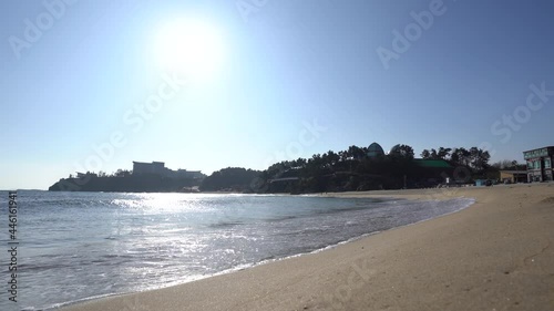 rocks and the sea from chuam beach photo