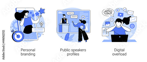 Gadget-dependent life abstract concept vector illustrations.