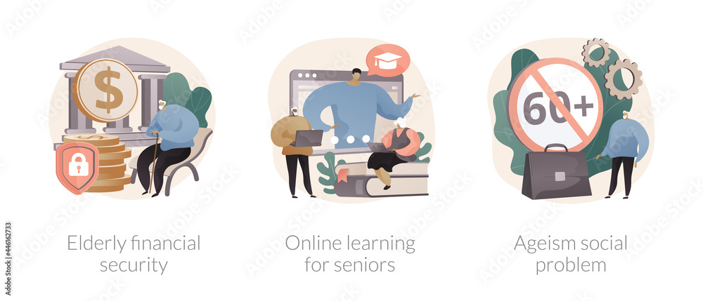 Fototapeta premium Older people lifestyle abstract concept vector illustrations.