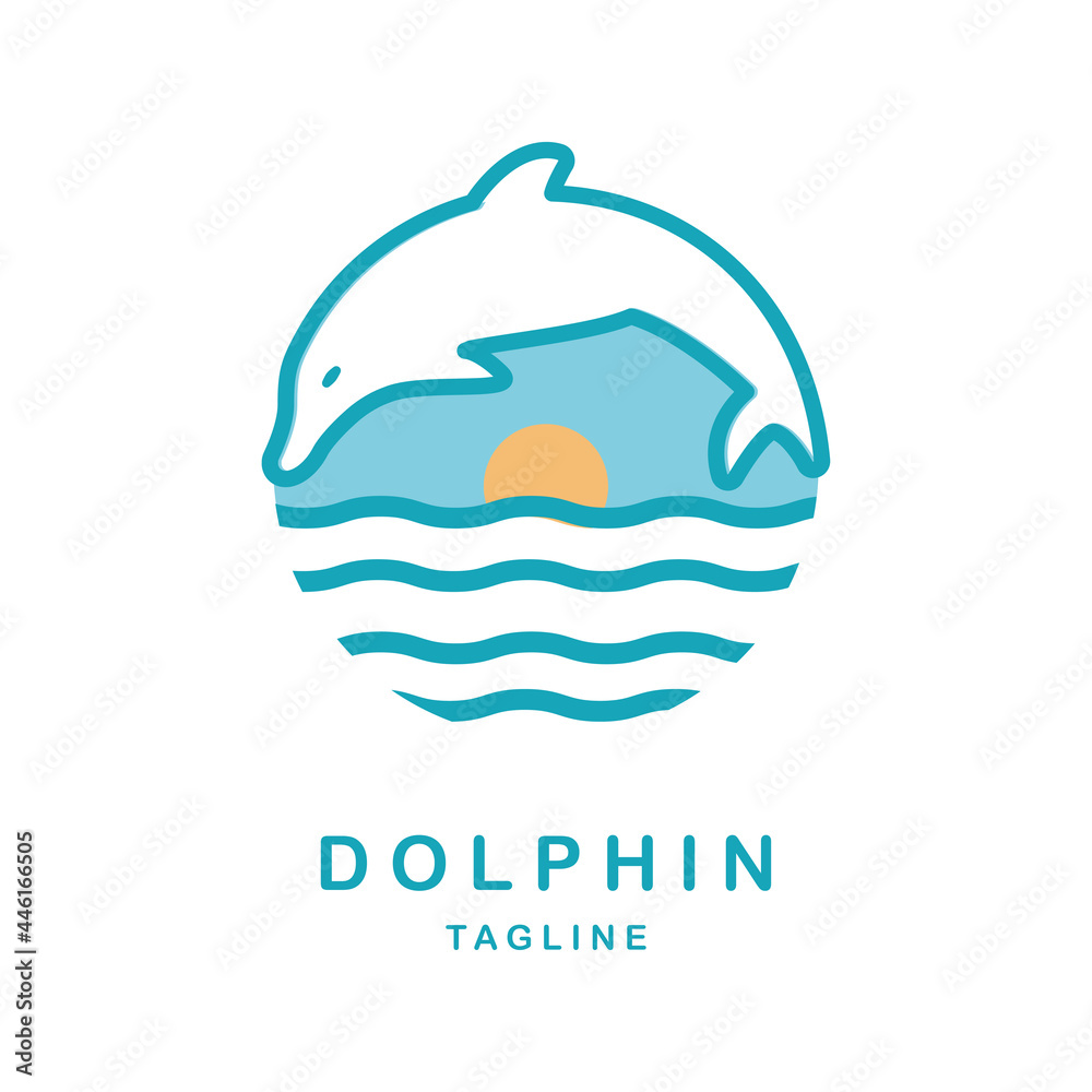 dolphin line art logo circular shape design dolphin line art logo circular shape design