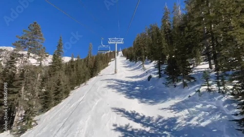 Time-lapse of traveling on a ski lift to the departure point a top Arizona Snowbowl, Mount Humphrey, Flagstaff, Arizona photo