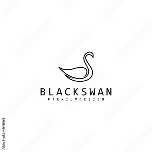 Fototapeta Naklejka Na Ścianę i Meble -  Simple Black Swan Logo Design