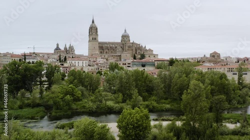 Wallpaper Mural Distant View Of The Salamanca Cathedral From The Viewpoint Of Tormes River In Salamanca, Spain. aerial Torontodigital.ca