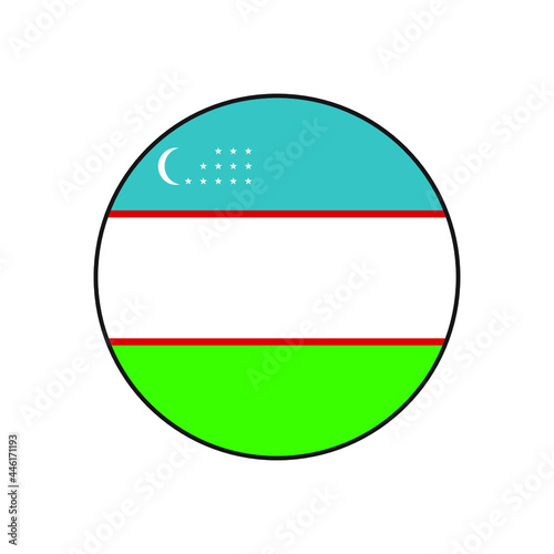 Uzbekistan flag in circle push button vector with accurate colors, Central Asian former soviet union concepts.