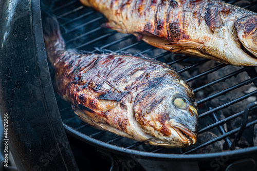 Fish on the grill outdoor