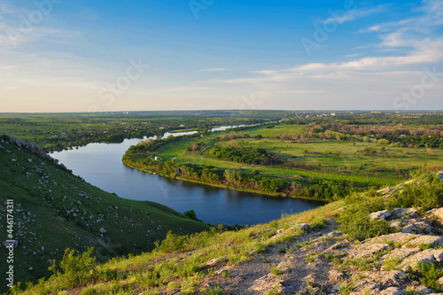 Fototapeta Naklejka Na Ścianę i Meble -  Sunset landscape of the Seversky Donets river in Belaya Kalitva