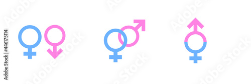 Heterosexual gender symbol icon vector, male and female flat sign,