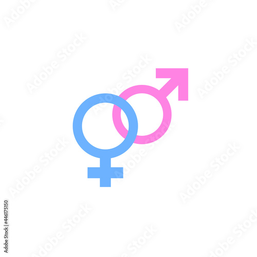 Heterosexual gender symbol icon vector, male and female flat sign,
