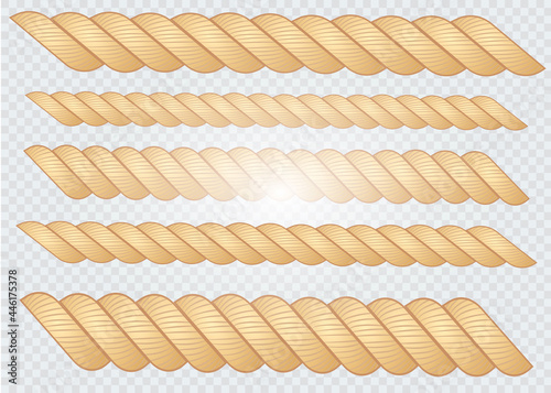 Nautical rope. Round and square rope frames, cord borders. Sailing vector decoration elements. Rope marine, nautical border, cord round, string knot twisted illustration