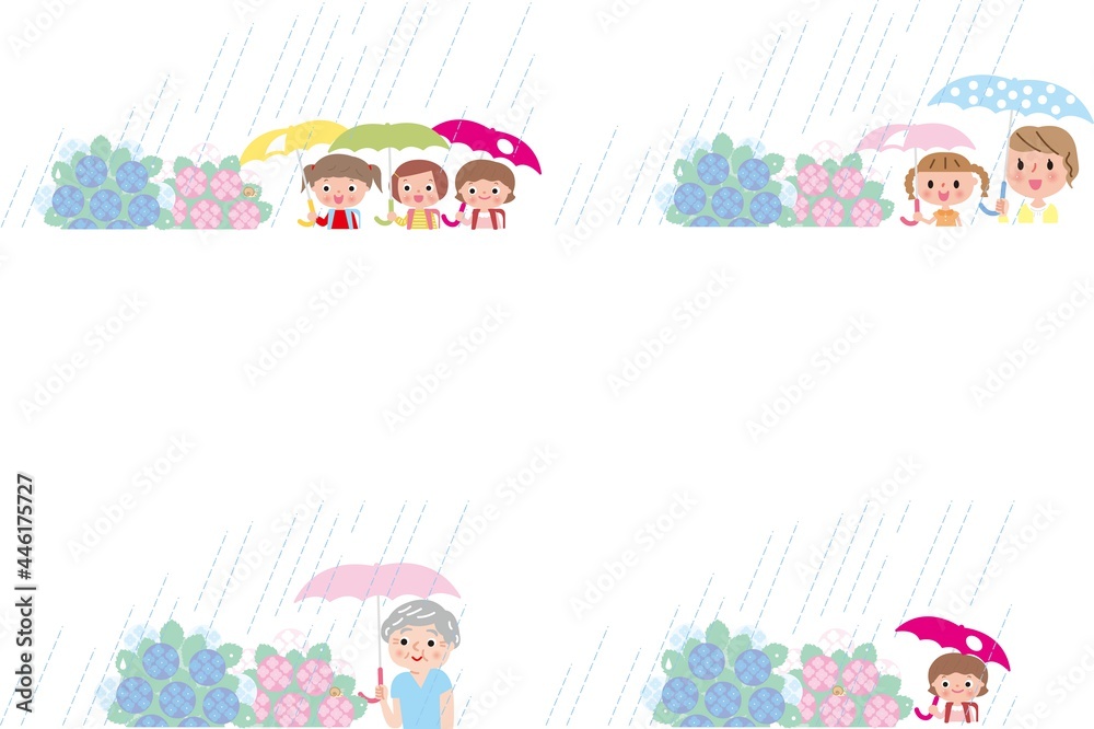 Fototapeta premium 梅雨あじさい素材セット
