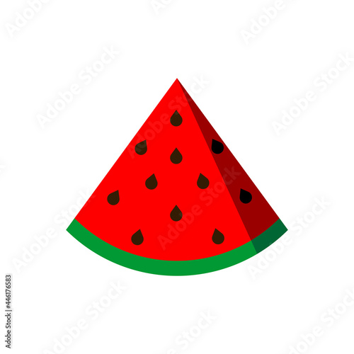 Slice of watermelon isolated. Red melon vector illustration