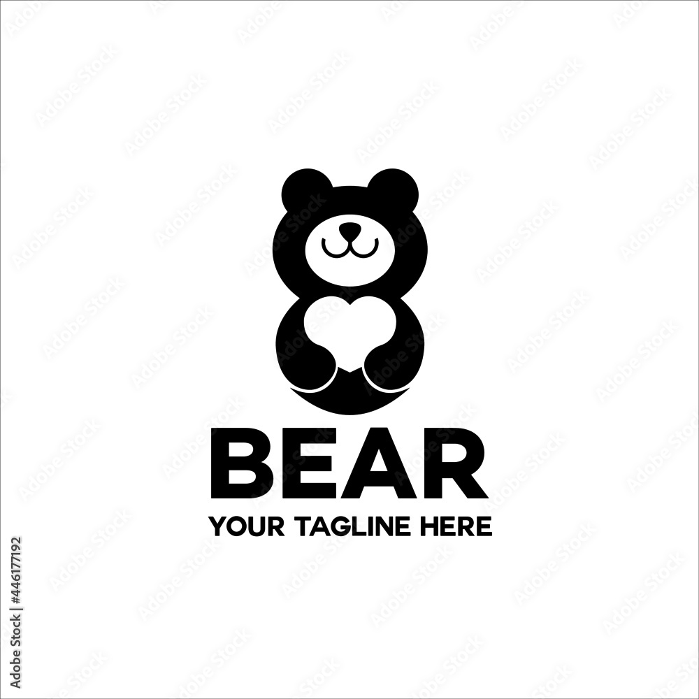 Obraz premium cute bear logo silhouette vector