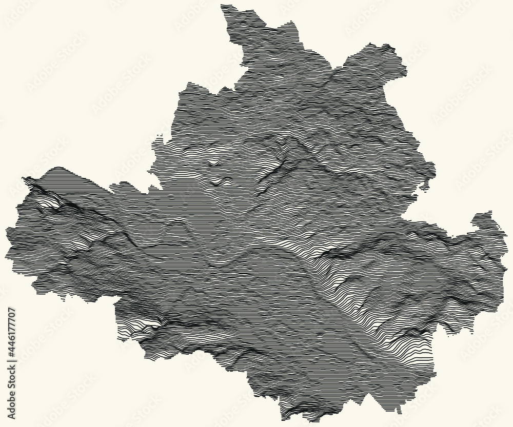 Topographic map of Dresden, Germany with black contour lines on beige background